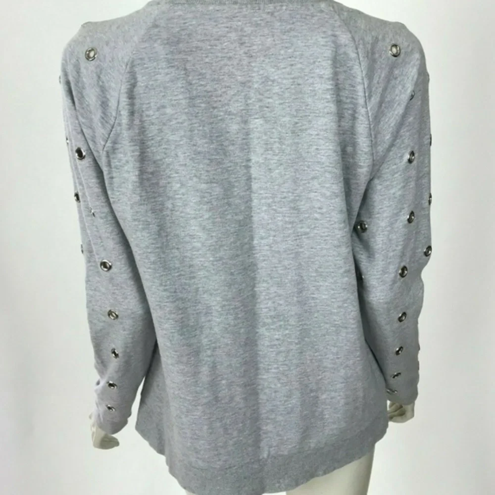 Joe's Jeans Light Gray Grommet-Detail Crewneck Sweatshirt